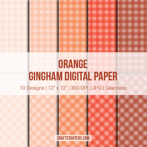 Orange Gingham Digital Paper