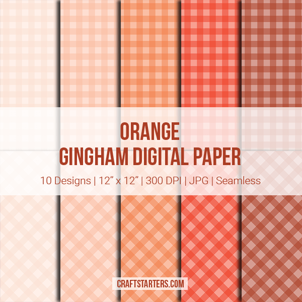 Orange Gingham Digital Paper