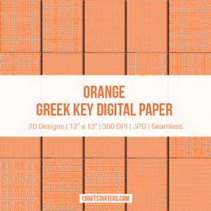 Orange Greek Key Digital Paper
