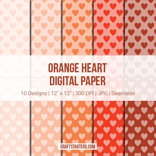Orange Heart Digital Paper