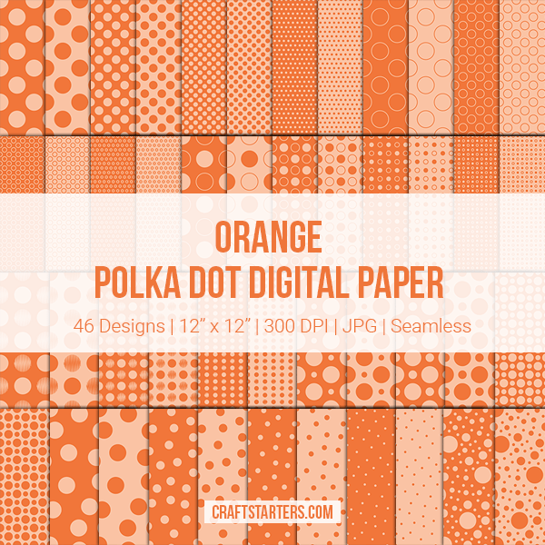 Orange Polka Dot Digital Paper