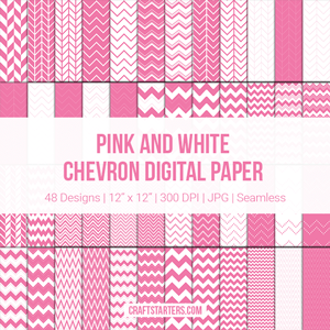 Pink and White Chevron Digital Paper