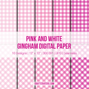 Pink And White Gingham Digital Paper