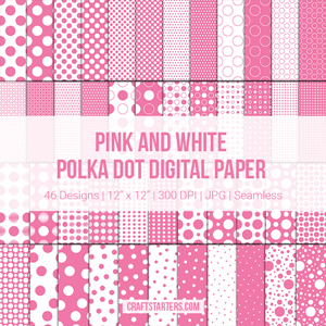 Pink and White Polka Dot Digital Paper