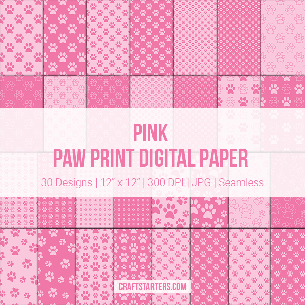 Pink Paw Print Digital Paper