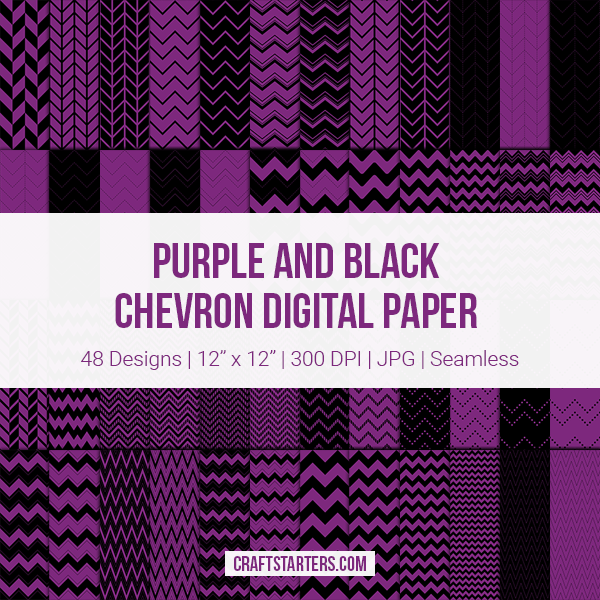 Purple and Black Chevron Digital Paper