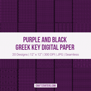 Purple And Black Greek Key Digital Paper