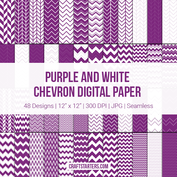 Purple and White Chevron Digital Paper