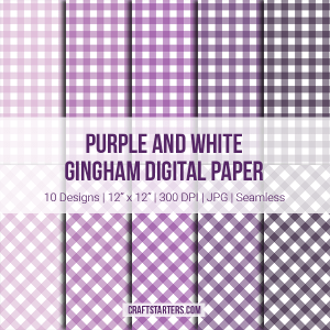 Purple And White Gingham Digital Paper