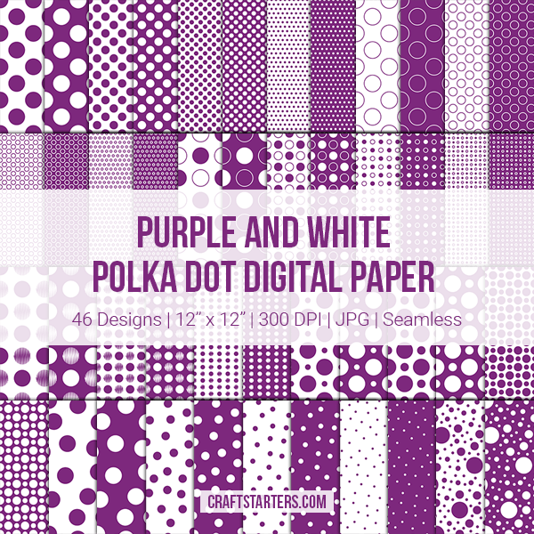 Purple and White Polka Dot Digital Paper
