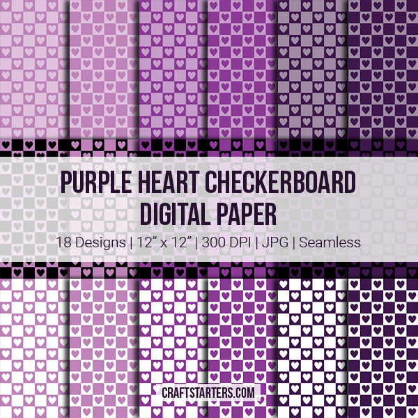 Purple Heart Checkerboard Digital Paper