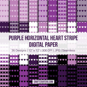 Purple Horizontal Heart Stripe Digital Paper