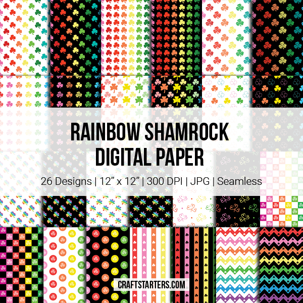 Rainbow Shamrock Digital Paper