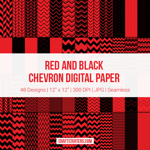 Red and Black Chevron Digital Paper