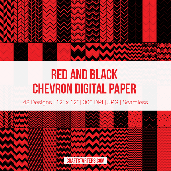 Red and Black Chevron Digital Paper