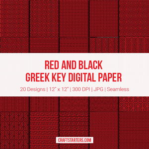 Red And Black Greek Key Digital Paper