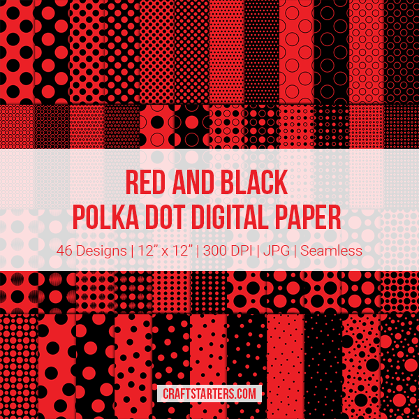 Red and Black Polka Dot Digital Paper