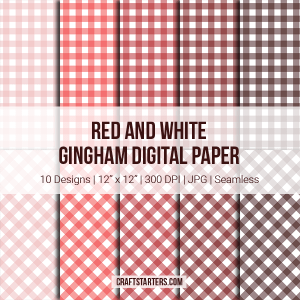 Red And White Gingham Digital Paper