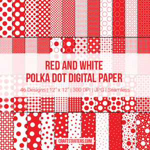 Red and White Polka Dot Digital Paper