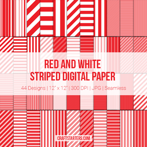Red and White Stripe Digital Paper