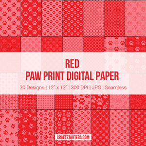 Red Paw Print Digital Paper