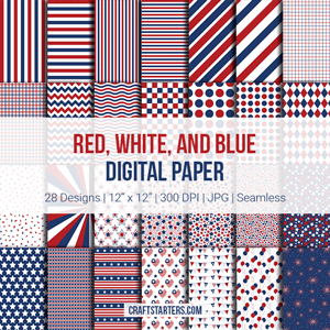 Red White and Blue Digital Paper