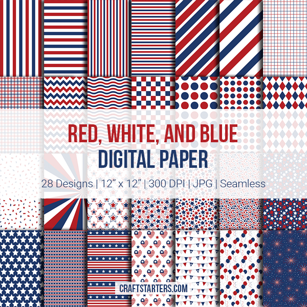 Red White and Blue Digital Paper
