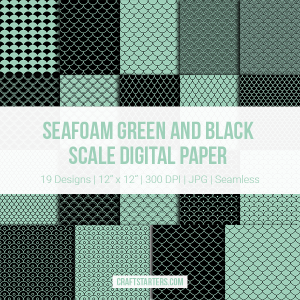Seafoam Green And Black Scale Digital Paper