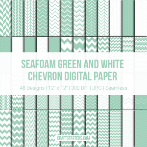 Seafoam Green And White Chevron Digital Paper
