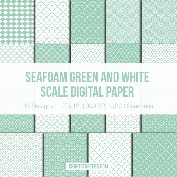 Seafoam Green And White Scale Digital Paper