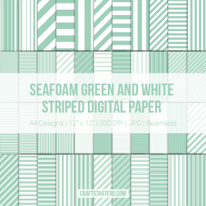 Seafoam Green And White Stripe Digital Paper