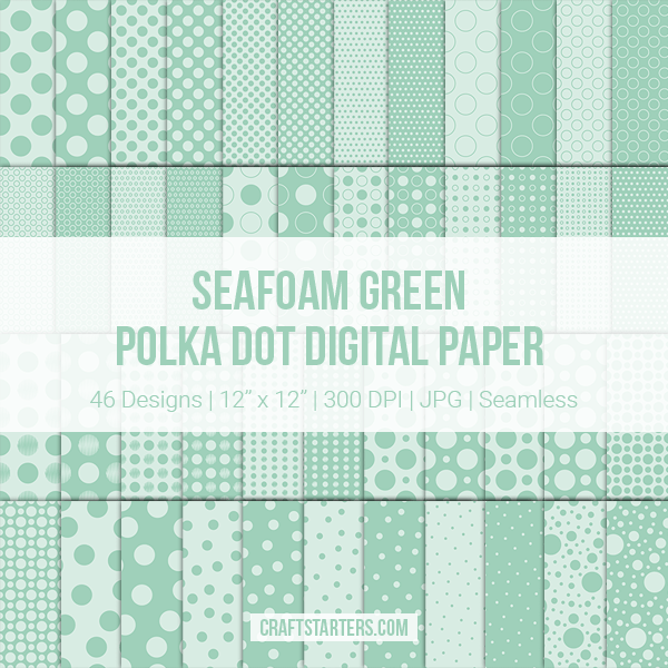 Seafoam Green Polka Dot Digital Paper