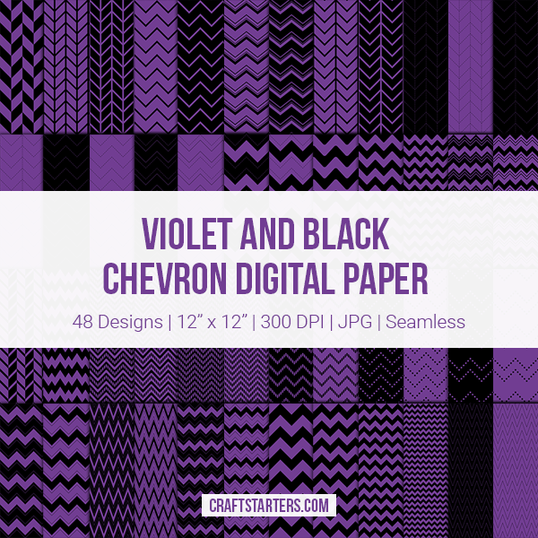 Violet and Black Chevron Digital Paper