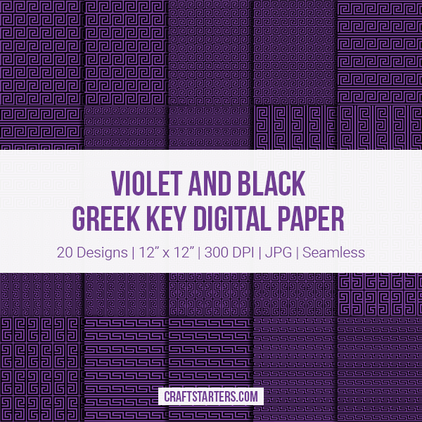 Violet And Black Greek Key Digital Paper