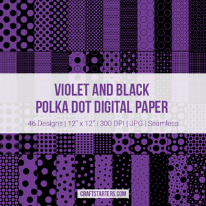 Violet and Black Polka Dot Digital Paper