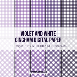 Violet And White Gingham Digital Paper