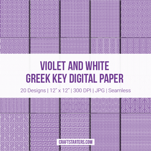 Violet And White Greek Key Digital Paper