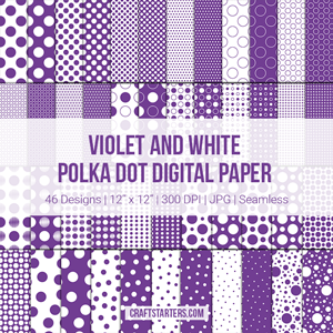 Violet and White Polka Dot Digital Paper