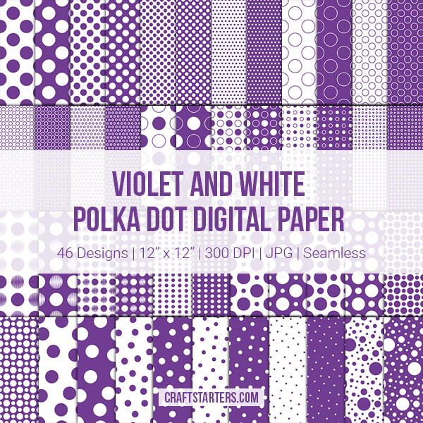 Violet and White Polka Dot Digital Paper