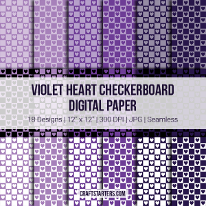 Violet Heart Checkerboard Digital Paper