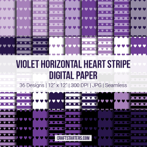 Violet Horizontal Heart Stripe Digital Paper