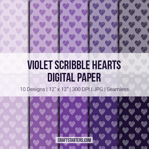 Violet Scribble Hearts Digital Paper