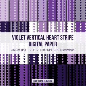Violet Vertical Heart Stripe Digital Paper