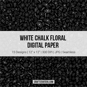 White Chalk Floral Digital Paper