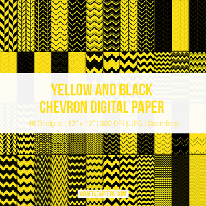 Yellow and Black Chevron Digital Paper