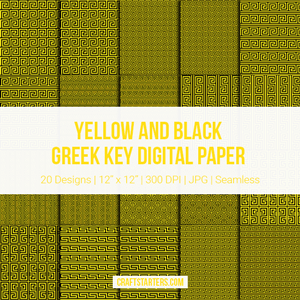 Yellow And Black Greek Key Digital Paper
