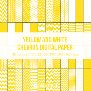 Yellow and White Chevron Digital Paper