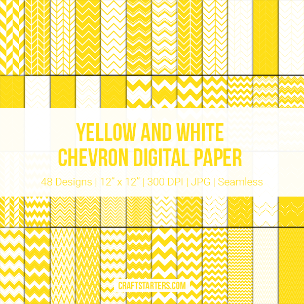Yellow and White Chevron Digital Paper