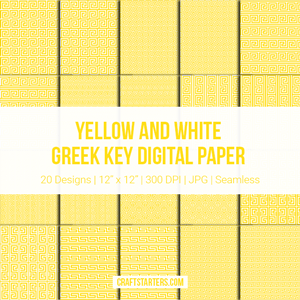 Yellow And White Greek Key Digital Paper