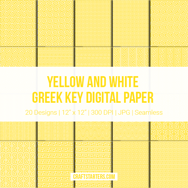 Yellow And White Greek Key Digital Paper